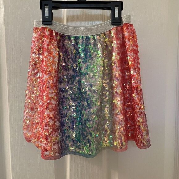 H&M Rainbow Sequin Skirt Elastic Waist Girls Size 7-8 years - Picture 7 of 9